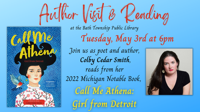 Author Vist  Colby Cedar Smith on May 3 