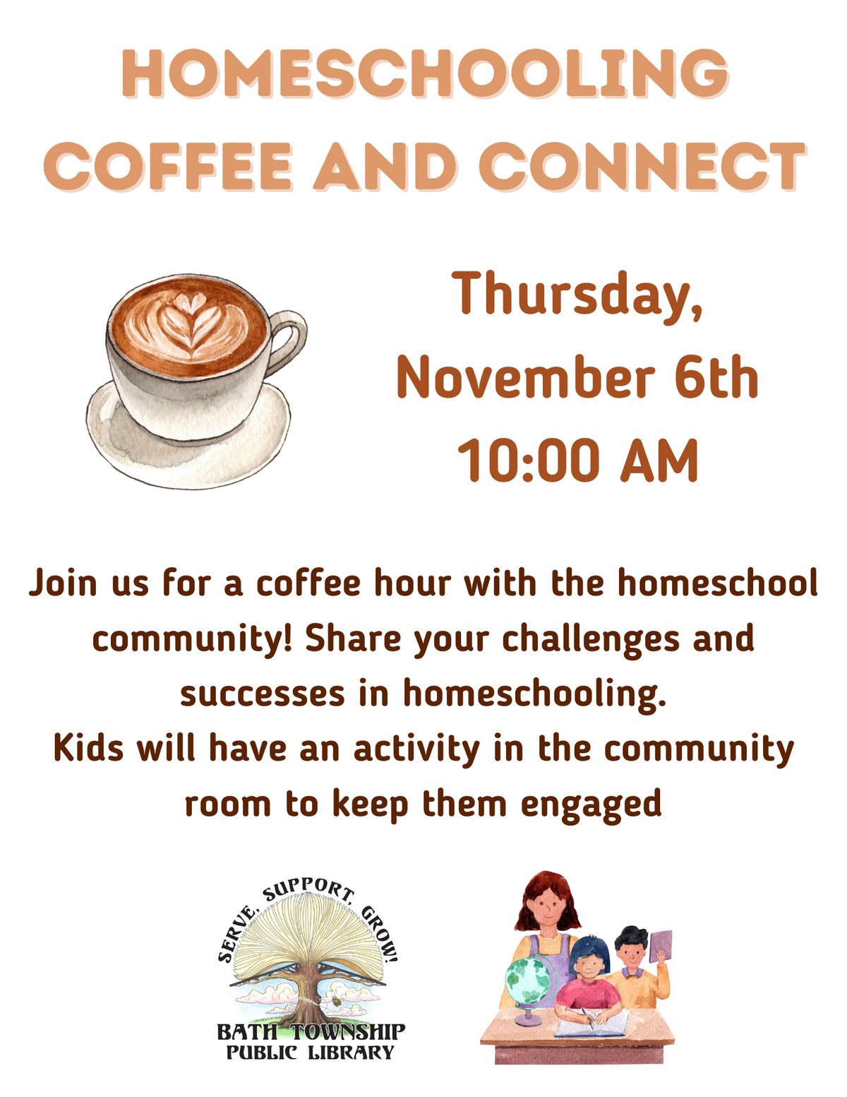 Homeschooling Coffee and Connect — Bath Township Public Library