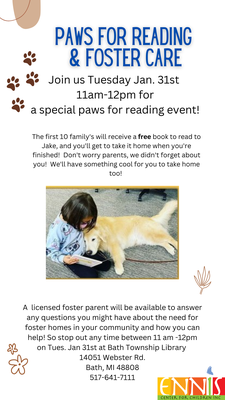 PAWS FOR READING  & FOSTER CARE