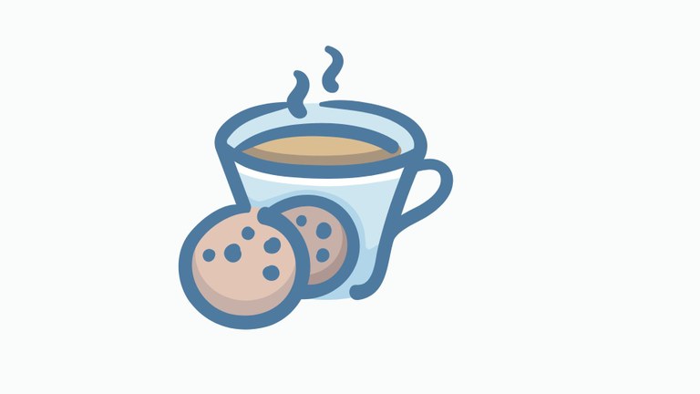 Cookies and Coffee in blue color. 