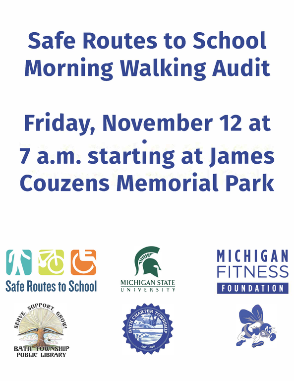 Safe Routes to School Walking Audit. Friday November 12 at 7 am. Meeting at James Couzens Memorial Park.