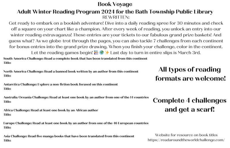 Adult Winter Reading Map Back