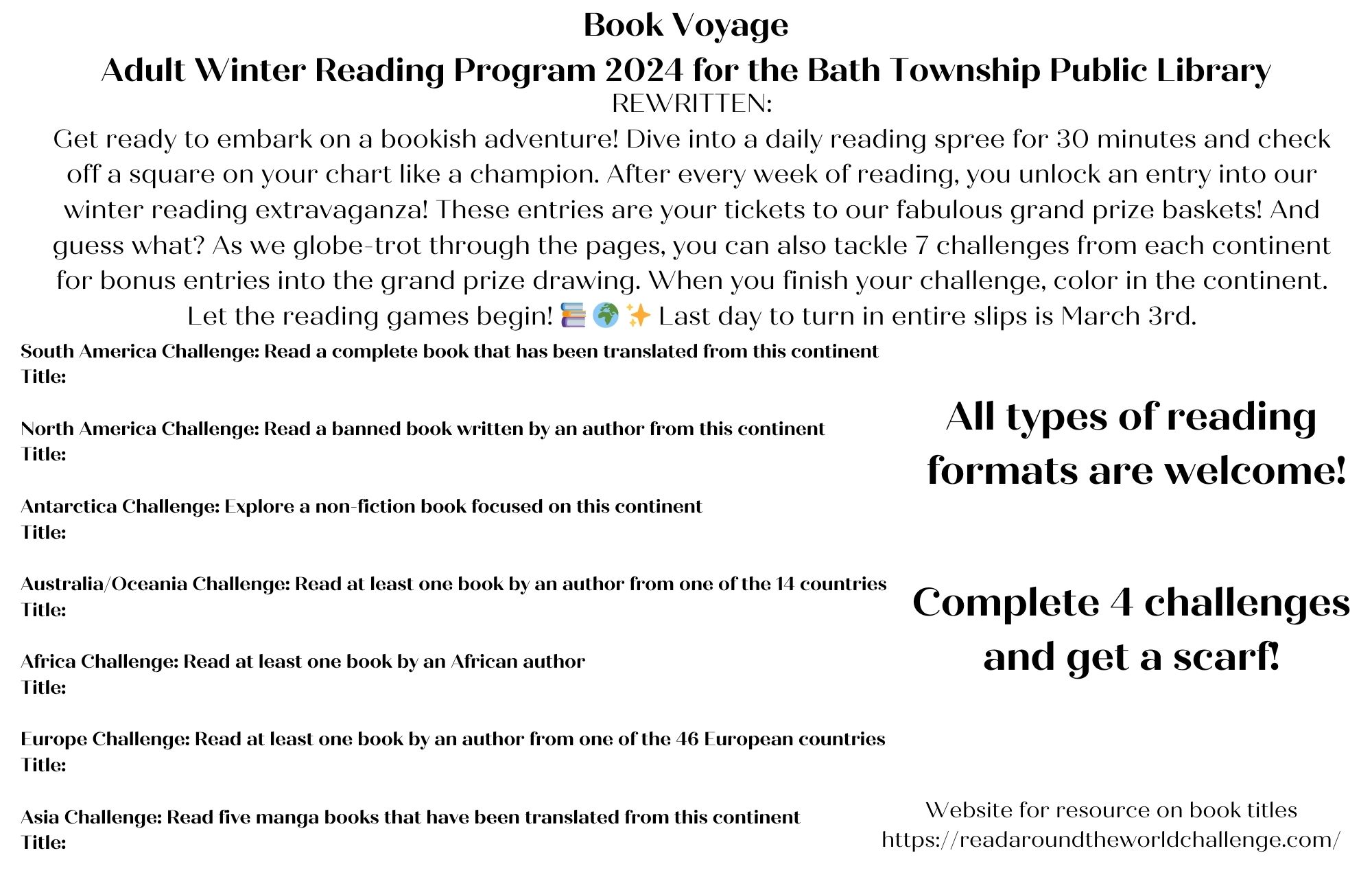 Adult Winter Reading Map Back