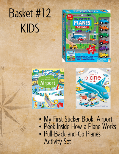 Basket #12 KIDS My First Sticker Book: Airport Peek Inside How a Plane Works Pull-Back-and-Go Planes Activity Set